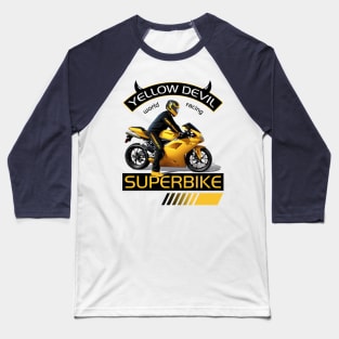 Yellow Devil Superbike World Racing, T-shirt for Biker, MotorCycle Rider Tee, Biker Dad Gift Baseball T-Shirt